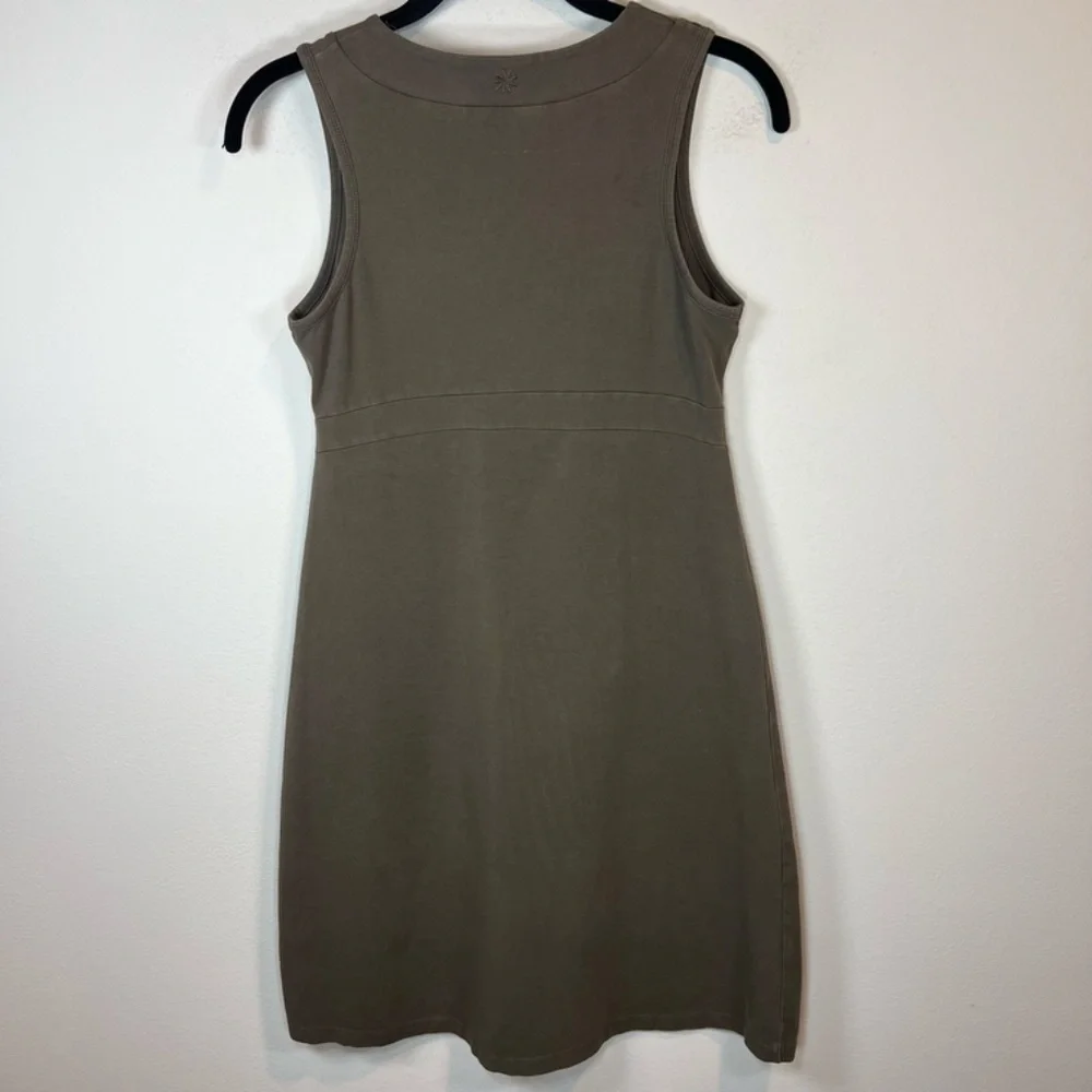 Athleta Señorita Organic Cotton Mini Dress Olive Green  Sleeveless V-Neck  Small - Picture 8 of 12